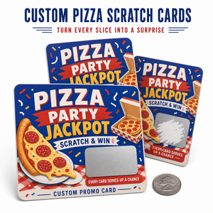 Cartes à gratter personnalisées pour pizzas avec impression de données variables sécurisées, coupons de jackpot pour promotions à emporter et récompenses de fidélité client - Product Image 2