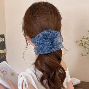 Nuevo Producto 2026: Lazos para el Cabello de Tela para Mujer, Diseño de Cuadrícula Azul, Elegantes, Sencillos, de Lujo Discreto y de Nicho, Venta al por Mayor de Accesorios para el Cabello - Product Image 1