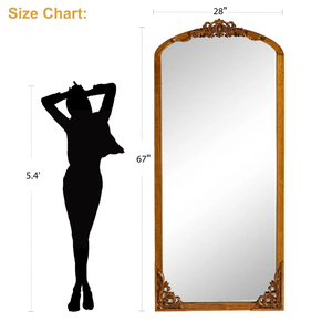 Tùy chỉnh kích thước màu cong đầy đủ chiều dài cổ điển khắc gương rắn khung gỗ tường gương cho trang trí nội thất mặc quần áo gương - Product Image 2