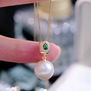 Pendentif en argent S925, accessoire de bricolage avec support vide pour pierre précieuse, collier en jade, rond de 10 à 13 mm pour votre collier de perles - Product Image 1