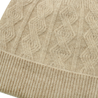 Bonnet en tricot torsadé marron clair pour femme, doux et chaud, avec revers côtelé, idéal pour l'hiver et le quotidien