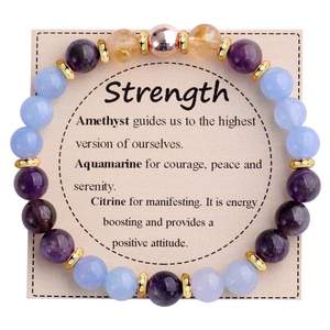 Nouveau Bracelet en pierre naturelle inspirante à la mode perlée réglable bonne chance soulagement de l'anxiété énergie de guérison cristal coloré femmes - Product Image 3