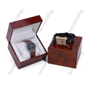 Vintage Wood Grain <b>Watch</b> Box Square Single Wristwatch Storage Gift Box Custom Logo <b>Watch</b> Packaging <b>Case</b> - Product Image 2