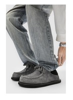 Mules pour hommes en cuir véritable marron, mocassins sans talon à bout rond, sabots à enfiler, chaussures décontractées d'extérieur tendance avec semelle en caoutchouc épaisse