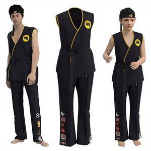 Costume Cosplay Karate Kids KOF <span class=keywords><strong>Cobra</strong></span> <span class=keywords><strong>Kai</strong></span> per Bambini e Adulti, Kimono Nero e Bianco, Fascia per Capelli, Tuta per Feste di Halloween - Product Image 2