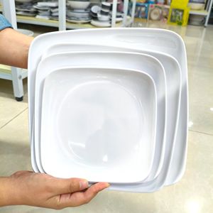 จานเมลามีนสำหรับร้านอาหารทรงสี่เหลี่ยมสีสันสดใส6.5/7.5/<span class=keywords><strong>8.5</strong></span>/9.5นิ้วทนทานไม่แตกหักเป็นมิตรกับสิ่งแวดล้อม - Product Image 4