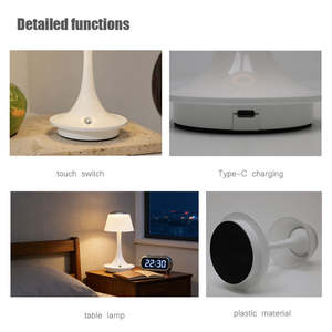 Lampe <span class=keywords><strong>de</strong></span> table USB à intensité variable <span class=keywords><strong>de</strong></span> couleur crème minimaliste, <span class=keywords><strong>de</strong></span> forme hémisphérique, taille compacte pour les petits espaces, lecture au chevet, veilleuse - Product Image 6