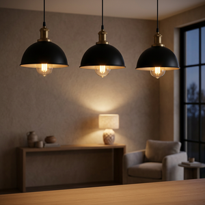 Steel Adjustable Height Pendant <b>Light</b> E27 Incandescent Bulb 2700K Soft Warm White Glass Drum Shade <b>Dining</b> Room Lighting - Product Image 2