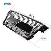 Pour Audi A4 S4 B8 2008 2009 2010 2011 2012 Nouvelle voiture A4 S4 Calandre avant centrale style RS4 Chrome Noir brillant nid d'abeilles