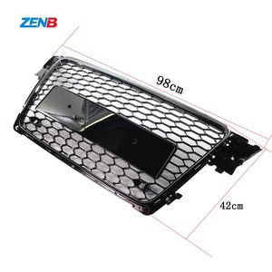 Griglia Anteriore Centrale Stile RS4 per <span class=keywords><strong>Audi</strong></span> <span class=keywords><strong>A4</strong></span> S4 B8 2008-2012, Nuova Griglia a Nido d'Ape Cromata Nero Lucido - Product Image 2