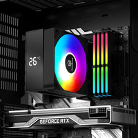 4 Refroidisseur de CPU à caloduc avec affichage de la température 4 broches avec dissipateur thermique en aluminium PWM Radiateur de jeu à grande vitesse Ventilateur PC pour boîtier PC