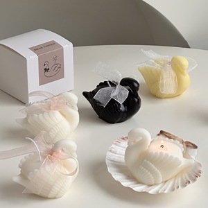 Candela Profumata 3D a Forma di Cigno con Fiocco in Nastro, Elegante Candela Aromaterapica in Cera di Soia per Matrimoni, Decorazioni per la Casa e Regali - Product Image 1