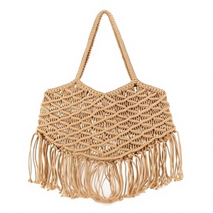 New Style Cotton Rope Tassel Bohemian Style Handmade Woven Bag Polyester for Women's Seaside Vacation Daily Casual Use Tanjing - Product Image 1