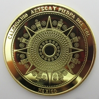 Pièce de monnaie plaquée Calendrier Maya, Souvenir Mayan Aztèque, Épingle de collection, Pièces de monnaie souvenirs Maya du Mexique, Cadeau couleur argent, Collection vintage