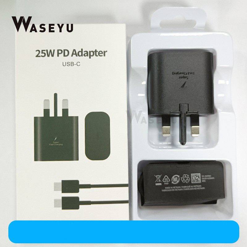 Negro 25W UK + Cable de datos Doble C + Caja de embalaje