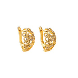 Pendientes EKA-178 de Oro con Circonita Redonda en Forma de U, Pendientes de Moda para Mujer, Joyería Elegante para Otoño e Invierno - Product Image 4