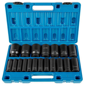 19-delige Set 1/2 \ "Sae 3/8-1-1/2 \" Slagcontactdozen 6-Punts Diep/Kort Cr-V Staal Voor Voertuigen En Vrachtwagens - Product Image 1