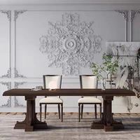 Table de salle à manger rectangulaire de style rétro européen, design écologique de luxe, pour six personnes, idéale pour hôtels et conférences, style campagne américaine.