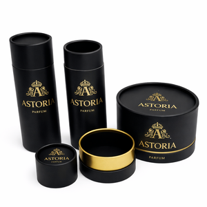 กล่องน้ำหอมแบบกำหนดเอง กล่องกระดาษแข็งทรงกระบอก ปั๊มฟอยล์ทอง บรรจุภัณฑ์ของขวัญพรีเมียมสำหรับขายปลีก โลโก้สั่งทำได้ ขายส่ง - Product Image 3