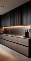Ensemble de cuisines en bois modulaires écologiques prêtes à assembler avec un design cannelé et un robinet mural inclus