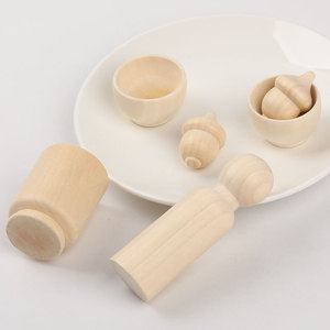 Juego de cuencos de madera con forma de bellota de 90 mm, color madera natural, juguete DIY para niños de 2 a 4 años - Product Image 2