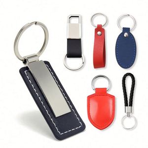 Manufacturer Custom Brand Logo <b>Name</b> Souvenir PU Leather Keychain Metal Promotional Car Keyring - Product Image 6