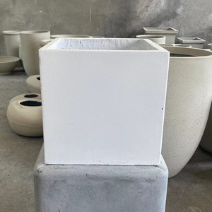 Jardinières <span class=keywords><strong>en</strong></span> béton préfabriqué durables et écologiques pour l'extérieur, <span class=keywords><strong>en</strong></span> fibre de verre, grandes et carrées, pour la maison, avec trous de drainage - Product Image 3