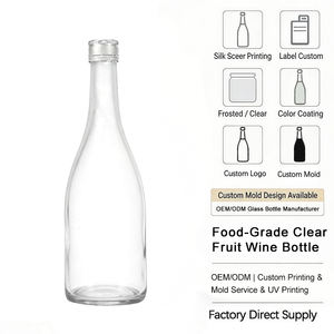 Botellas de Vidrio Esmerilado Transparente para Bebidas y Licores <span class=keywords><strong>con</strong></span> Tapas de Rosca de Aluminio para Vino, Tequila, Brandy, Bebidas Energéticas de 125 ml a 1000 ml - Product Image 2