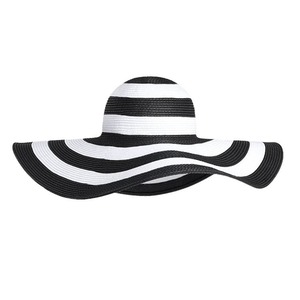 Unisex mùa hè phong cách Hàn Quốc Panama đen trắng sọc giản dị rơm Sun <span class=keywords><strong>hat</strong></span> 3D thêu lông chi tiết rộng vành bãi biển Visor Ribbon - Product Image 5