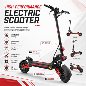 สกู๊ตเตอร์ไฟฟ้าแบบไร้แปรงถ่าน 1600W รุ่นใหม่ กำลังแรงสองเท่า ควบคุมผ่านแอพ โครงอะลูมิเนียมอัลลอยด์ กันน้ำ ระบบกันสะเทือนเต็มรูปแบบ แบตเตอรี่ลิเธียม 48V 20Ah - Product Image 2