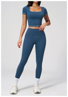 Nouveaux ensembles de vêtements de sport en gros pour femmes : leggings et soutiens-gorge de yoga color-block avec taille élastique en tissu doux pour la gym