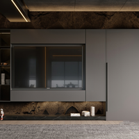Console multimédia LED en métal minimaliste gris pour hall d'hôtel, pierre frittée marine, MDF nordique