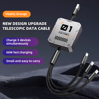 Cable de Carga Retráctil Multifuncional 3 en 1 Personalizado de 100w, Cable USB a Tipo C de Carga Rápida Micro TPE