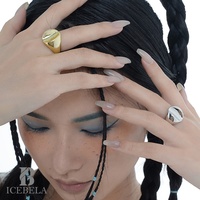 ICEBELA Schmuck Individuell Funky 925 Sterling-Silber-Schmuck Gold offener Ring Schweres Metall einfarbig graviert Damenring