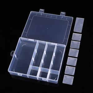 Caja de almacenamiento de plástico transparente, 14 compartimentos, tapa desmontable para joyería, herramientas de abalorios, organizador de escritorio, capacidad de 1L - Product Image 1