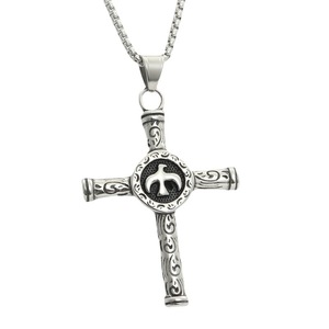 Stainless Steel <b>Cross</b> Pendant With Engraved Design For Men Fashion Jewelry 280166 - Product Image 4