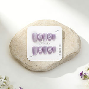 <span class=keywords><strong>Faux</strong></span> <span class=keywords><strong>Ongles</strong></span> de Luxe Faits Main en ABS à Coller, Anti-Rayures, pour Doigts, Couverture Complète, Forme Elliptique Courte, Vente en Gros - Product Image 6