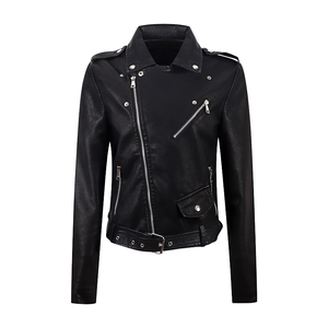 Chaqueta de Motocicleta Negra Informal y Elegante para Mujer, Estilo Urbano, de Secado Rápido, de Poliéster, para Primavera e Invierno - Product Image 1