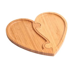 Solid Wood Interlocking Heart Shaped <b>Tray</b> For Valentine's Day Home Use Fruit Snack Storage - Product Image 1