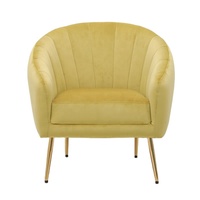 2025 Chaise en velours de style français Fauteuil simple vert émeraude Moderne Samt Sessel Stuhl Pétrole Vert Rosa Grau avec pieds en or