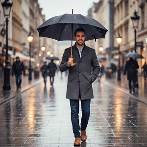 Parapluie droit à tête de canard coupe-vent pour hommes femmes manche en bois massif vintage cadre en alliage d'aluminium nervures en fibre de verre affaires - Product Image 3