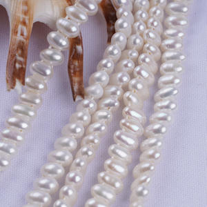 Perles d'eau douce naturelles de Zhuji, 5-6 mm, forme de perle, trou latéral, double rangée, perles en vrac, bijoux DIY, vente en gros - Product Image 3