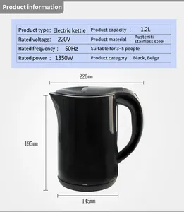 चाय मेकर दूध बॉयलर मशीन चर तापमान डबल दीवार इलेक्ट्रिक केतली gryp स्मार्ट कीमत चाय प्लास्टिक केतली विद्युत