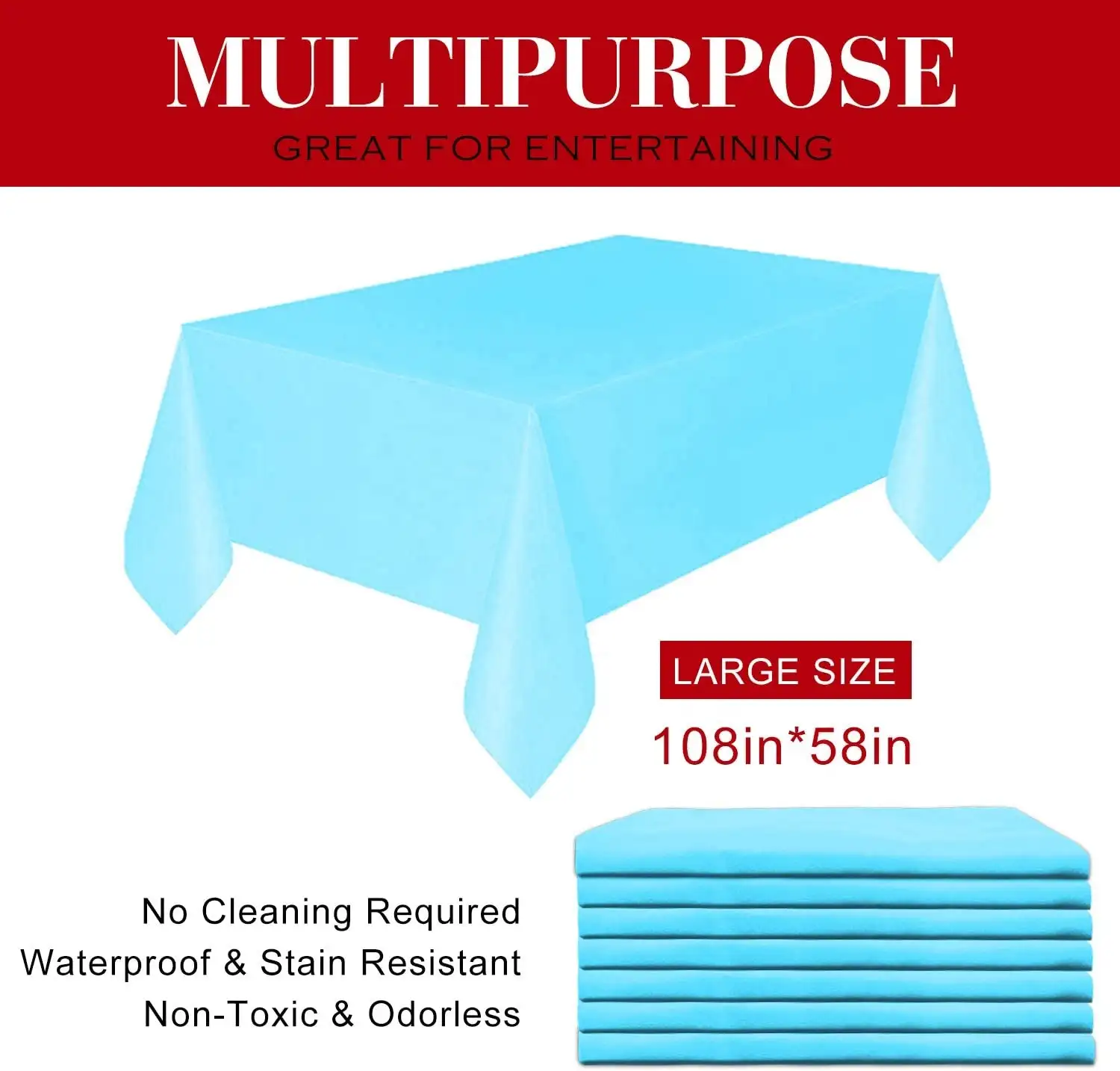 Toalha de mesa de plástico resistente da peva, descartável, toalha impermeável para uso em todas as estações