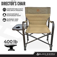 Chaise de camping pliable XL robuste pour jardin et extérieur, table latérale, capacité de 400 lb, dossier haut, accoudoirs rembourrés, porte-gobelet pratique