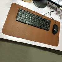Tapis de bureau personnalisé en cuir PU marron beige, résistant à l'eau, double face, épaisseur 2 mm, taille personnalisable, tapis de souris