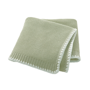 Mimixiong OEKO <span class=keywords><strong>TEX</strong></span> personnalisé bébé nom couverture tricotée 100% coton solide coquille pétoncle bord confortable doux bébé Swaddle literie - Product Image 4