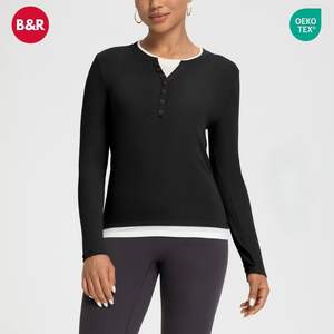 थोक प्रीमियम अद्वितीय कपड़े ऊन 2 में 1 योग टॉप वियर-थेना लुलु जिम फिटनेस स्पोर्ट्स जिपर हेनली लंबी आस्तीन टी-शर्ट - Product Image 1