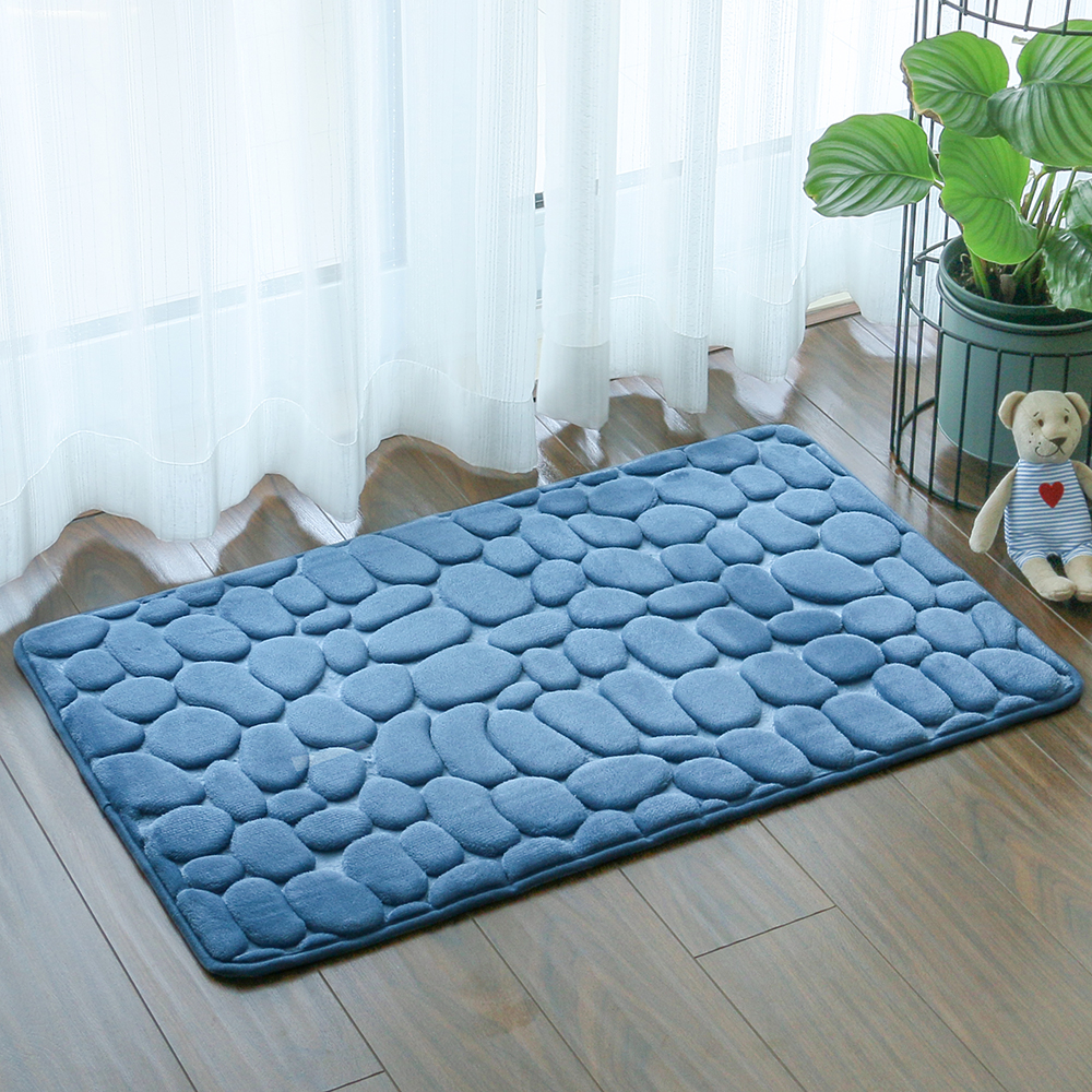 Stone-shaped embossed anti-skid floor mat Flannel reflective fabric slow rebound absorbent Microfiber memory foam bath mat