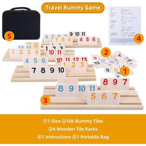 Jeu de Rummy en Mélamine Premium, 106 Tuiles, Édition Voyage de Luxe avec Supports en Bois de Luxe, Livraison Rapide - Product Image 3